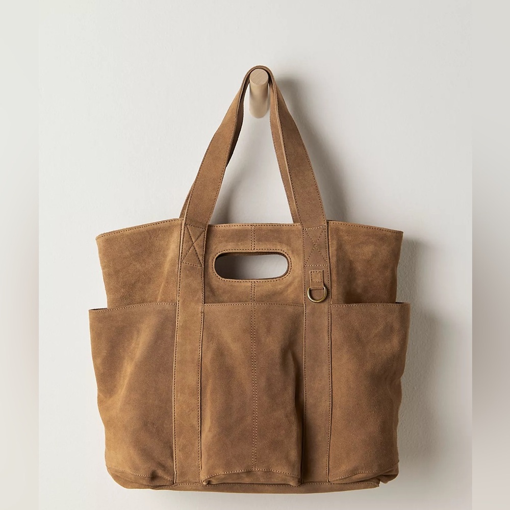Free People Rust Suede Tote with Beaded and Coin Charms